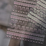 Elegant Lace Ribbon Collection: "White Lace" – 3D Embossed Nail Sticker