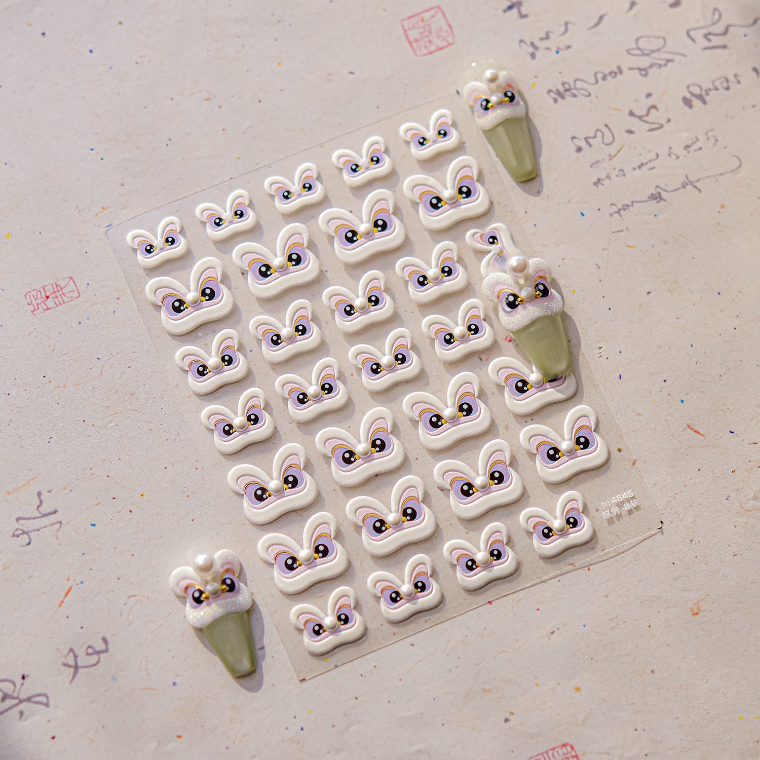 365nails: "Cute 3D Bunny Ear with Eyes" – nail art stickers