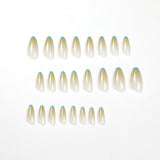 Unhas postiças atacado, unhas postiças, borda azul francesa, mudança gradual, unhas postiças atacado, unhas postiças｜365nails