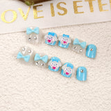Children's cartoon short manicure 3D children's bow wearing armor 10 pieces three-dimensional diamond-set jade cinnamon dog nail pieces