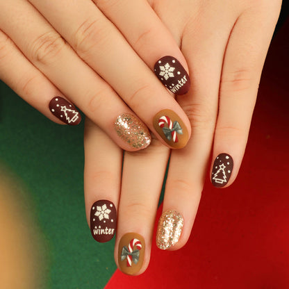 Fake nails press on nails Christmas wear nail art finished collection nail patch nail art sticker factory sales｜365nails