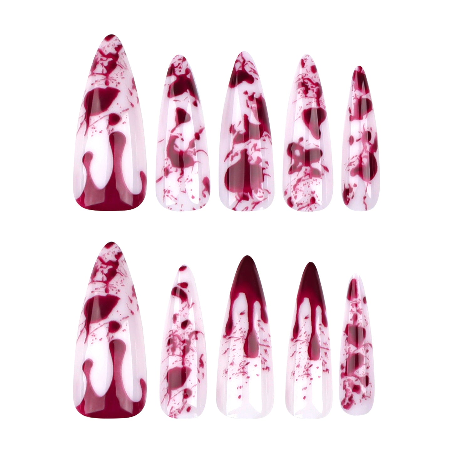Halloween wearing nail French manicure long pointed nail piece press on nails｜365nails