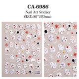 Cute Christmas Snowman Nail Art Sticker 5D Embossed Three-dimensional Santa Claus Elk Nail Sticker Ornament CA