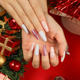 Christmas candy fake nails wholesale short nails art patch finished nails sticker press on nails removable｜365nails