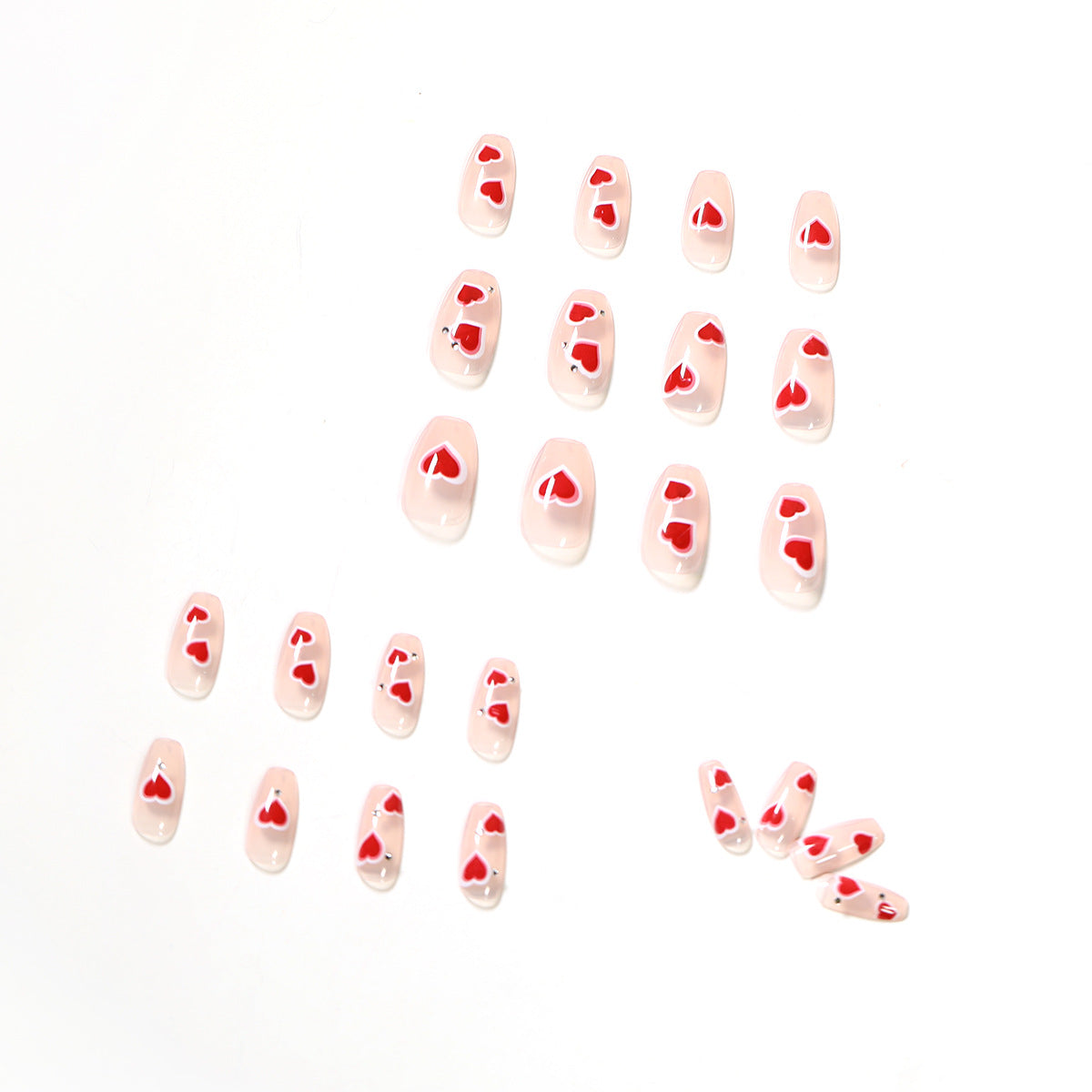 Uñas postizas con diseño de corazón de melocotón y hielo de Spice Girl, terminadas, parches para uñas, parches para uñas, uñas postizas extraíbles | 365nails