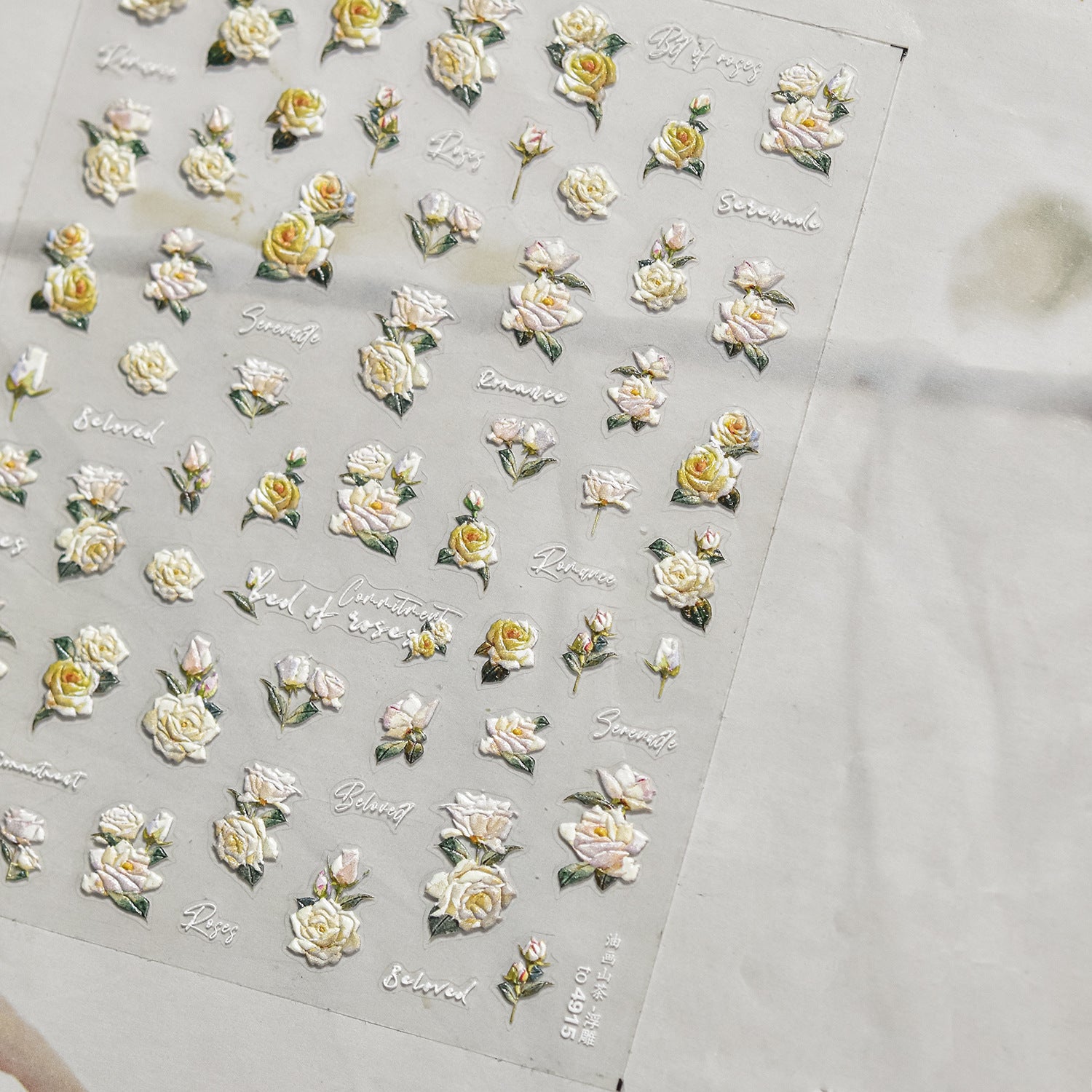 Vintage Floral Vase Nail Stickers – 5D Embossed Still Life Elegance Set