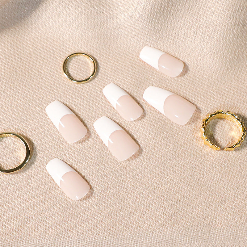 白色法式與粉色啞光成品穿戴甲—直供｜365nails