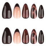 Warm Brown Gradient Nails with Deep Chocolate French Tips
