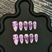 365nails: "Floraison enchantée" – Ongles 3D à motif papillon, fait main, forme stiletto