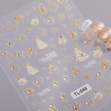 Crystal Diamond Christmas Tree Nail Art Sticker 5D Embossed Three-dimensional Gold Bead Christmas Tree DIY Nail Sticker Ornament TL