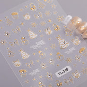 水晶鑽聖誕樹指甲貼 5D 浮雕立體 金珠聖誕樹 DIY 指甲飾 TL