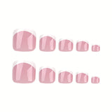 Classic simple nude French white edge foot manicure wear nail wear nail wear foot nail piece finished product wholesale｜365nails
