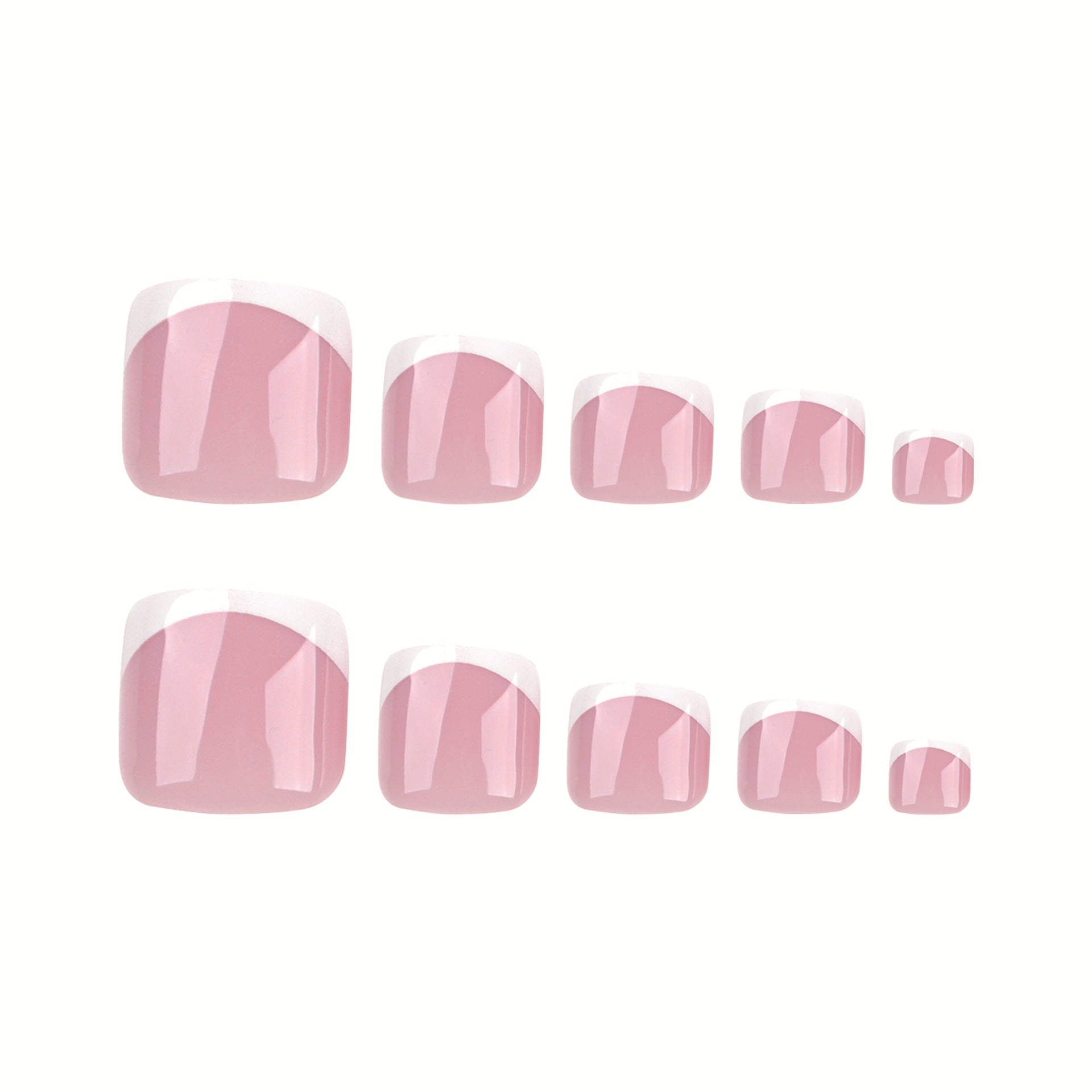 經典簡約裸色法式白邊足部趾甲片成品批發｜365nails