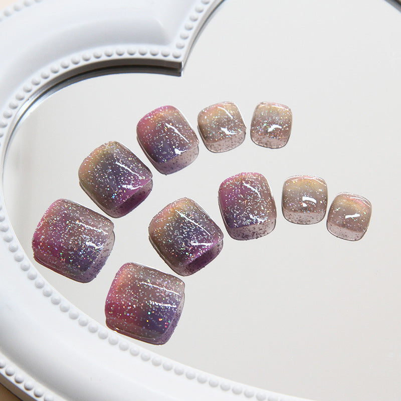 Nail art piece Nail piece cat eye press-on nails removable toenail piece  Press-on toenails nail piece Rainbow ｜365nails