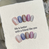 365nails: "Crystal Velvet" – 5D Textured Cat Eye Handmade Almond Nails