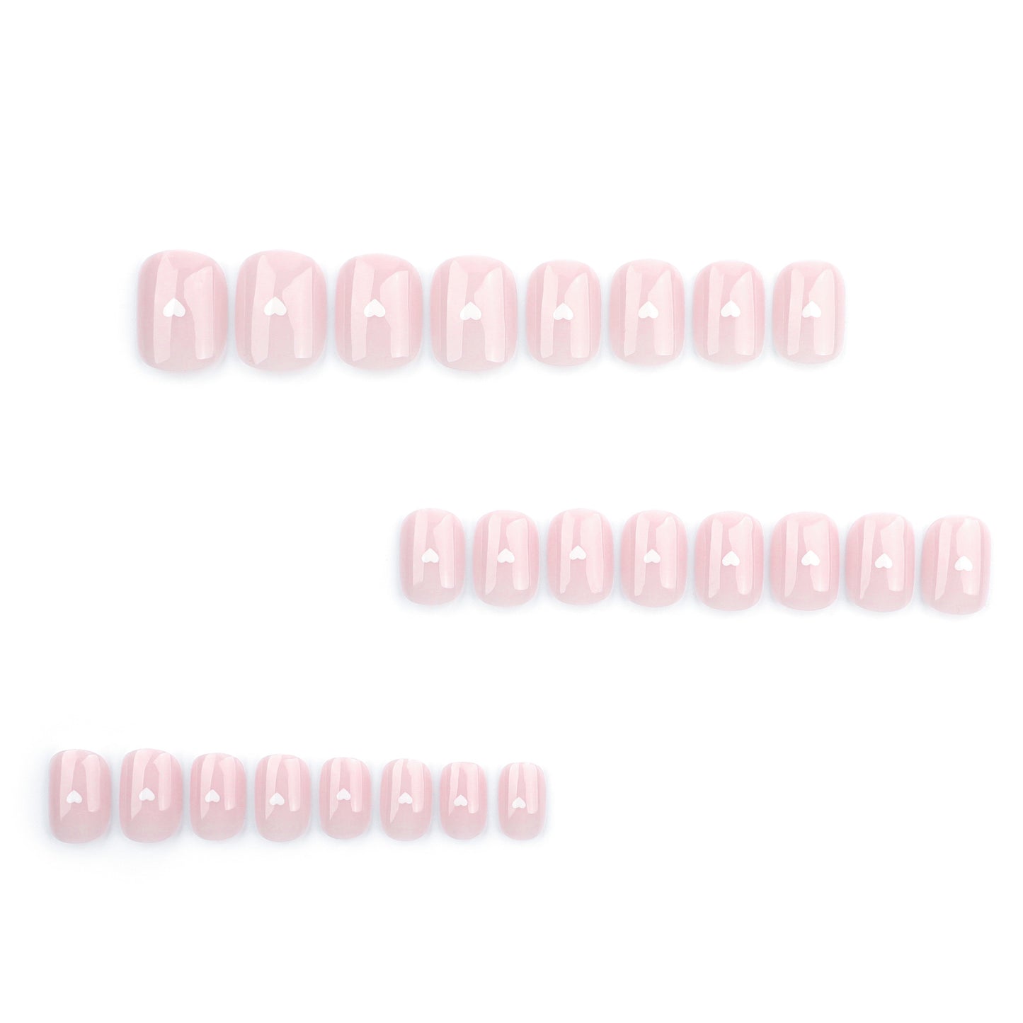 Nude manicure fake nails white small love wearable nail piece  simple wearable nail mini nail piece｜365nails