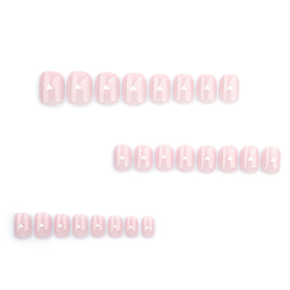 Nude manicure fake nails white small love wearable nail piece  simple wearable nail mini nail piece｜365nails