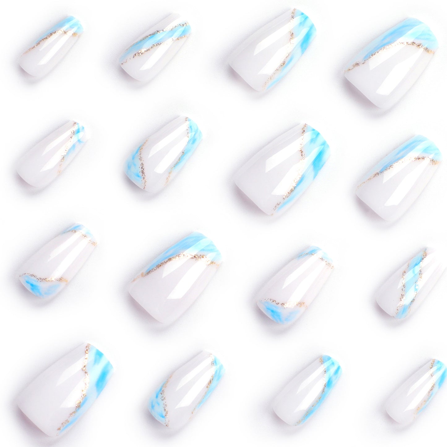 White fake nail nail piece short wearable nail sticker nail piece finished product wholesale｜365nails