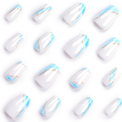 White fake nail nail piece short wearable nail sticker nail piece finished product wholesale｜365nails