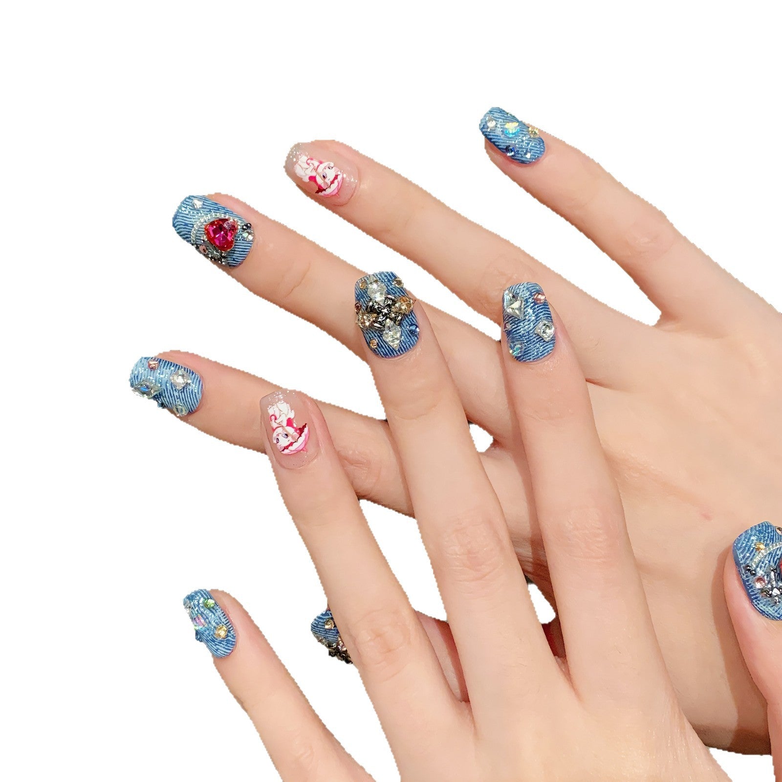 Cool Spice Girls Color Diamond Style Kitten Short Handmade Wear nails | 365nails