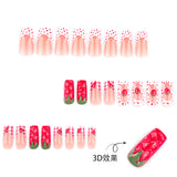 3D three-dimensional strawberry explosion sweet French press-on nails