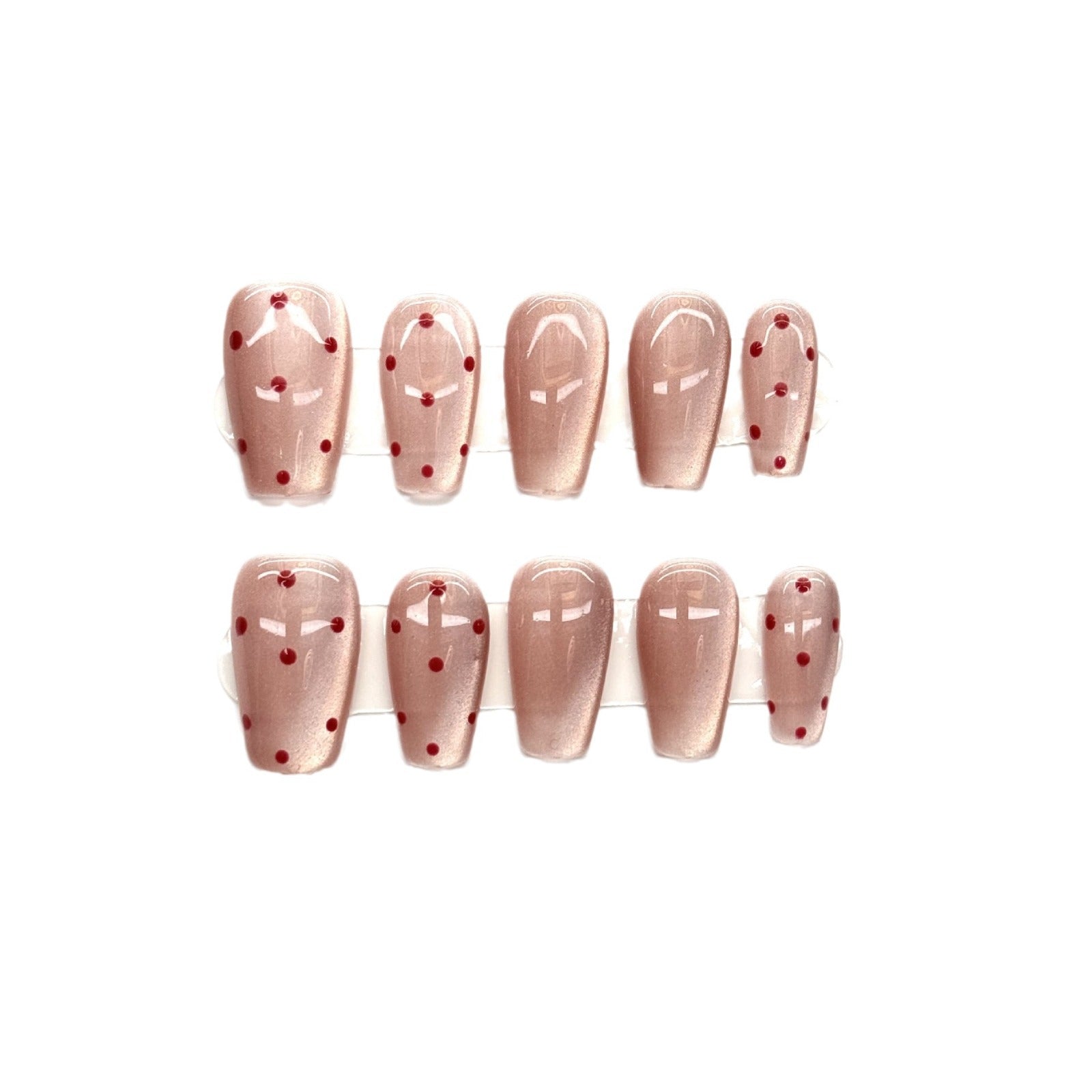 365nails: 장밋빛 도트 – 손그림 도트 수제 코핀형 네일