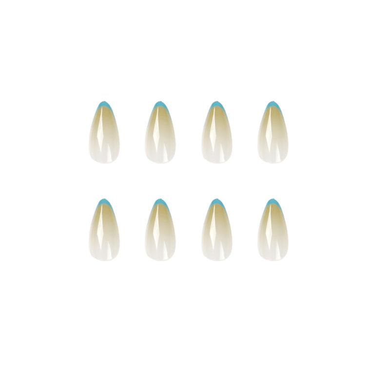 Unhas postiças atacado, unhas postiças, borda azul francesa, mudança gradual, unhas postiças atacado, unhas postiças｜365nails