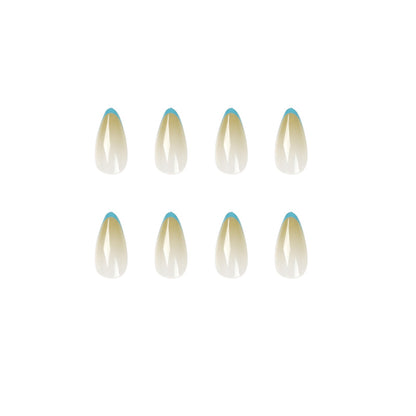 Unhas postiças atacado, unhas postiças, borda azul francesa, mudança gradual, unhas postiças atacado, unhas postiças｜365nails