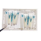 Icy Blue Crystal Drip Elegant Press On Nails