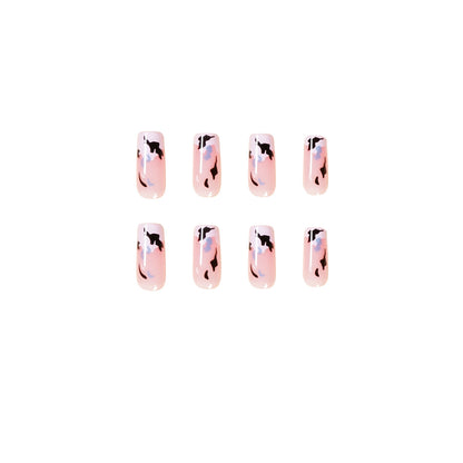 Simple cream blue and white color matching Press on  finished fake nail   nail  removable nail piece｜365nails