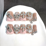 Blush Nude Butterfly Crystal Press On Nails