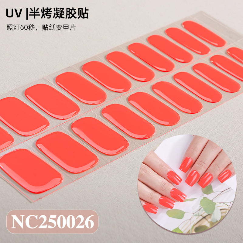 Semi-Cured Gel Nail Strips Solid Color Glossy Classic Design (MOQ=3)