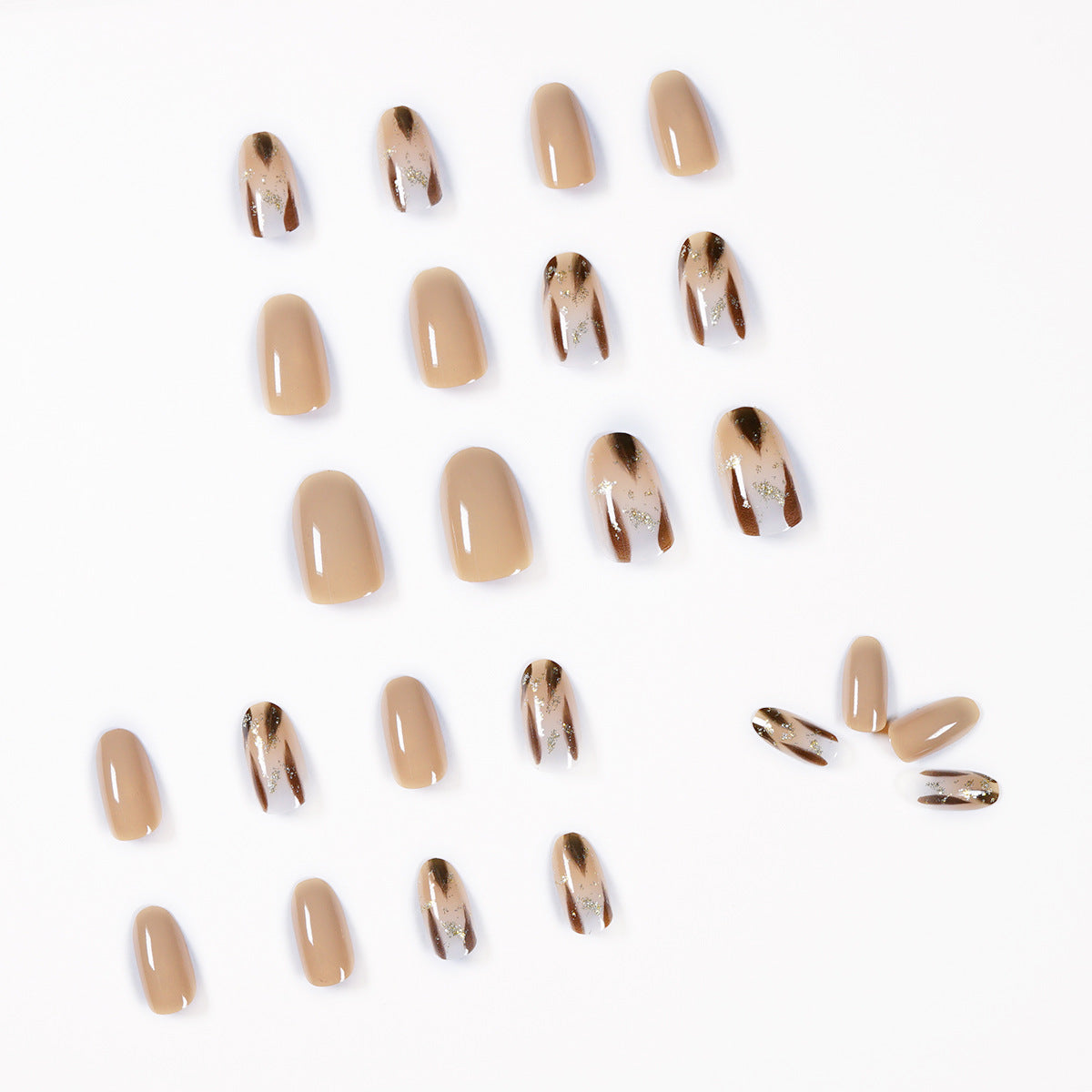 Milk tea color smudged leopard print press-on nails art finished nail art patch nail patch fake nail removable nail piece｜365nails