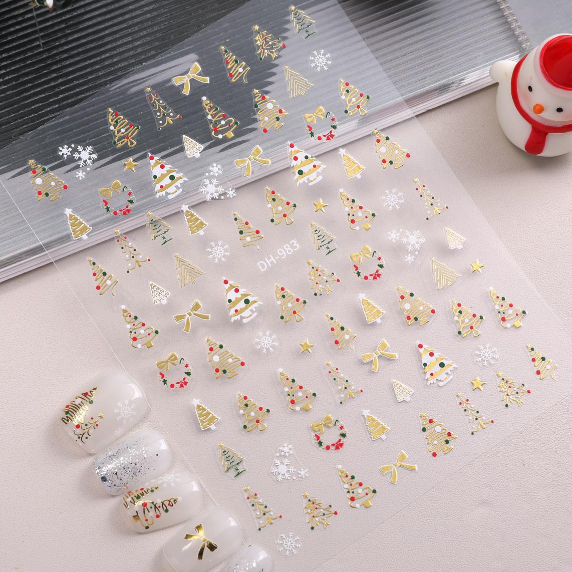 Christmas Series Nail Sticker Flat Belt Adhesive Christmas Snowman Elk Nail Art Sticker Ornament DH