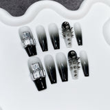 Uñas postizas hechas a mano con diseño de aerógrafo Spice Girl, cambio gradual, parche para uñas largas, pegatina de viento Cyberpunk ｜365nails