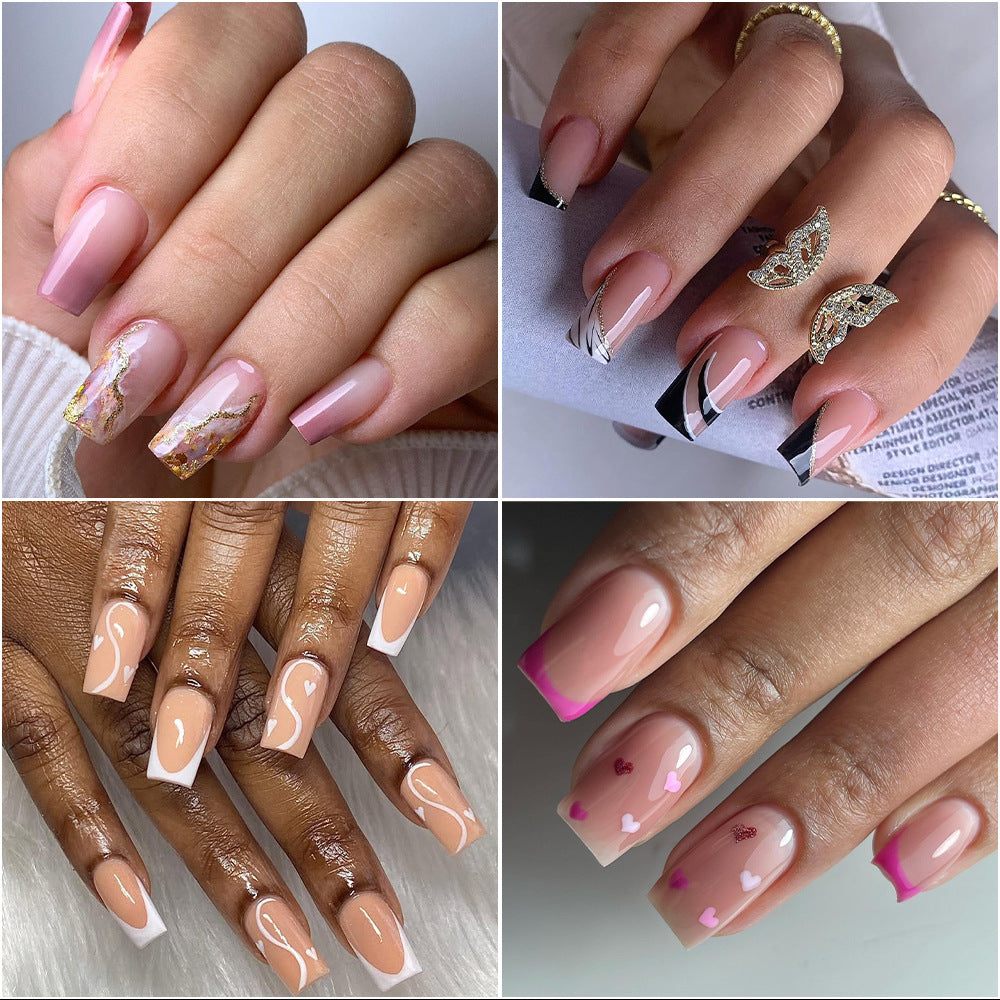 Nail Tips Amazon popular transparent square nail piece 240 pieces boxed short half sticker fake nail manicure press on nails piece