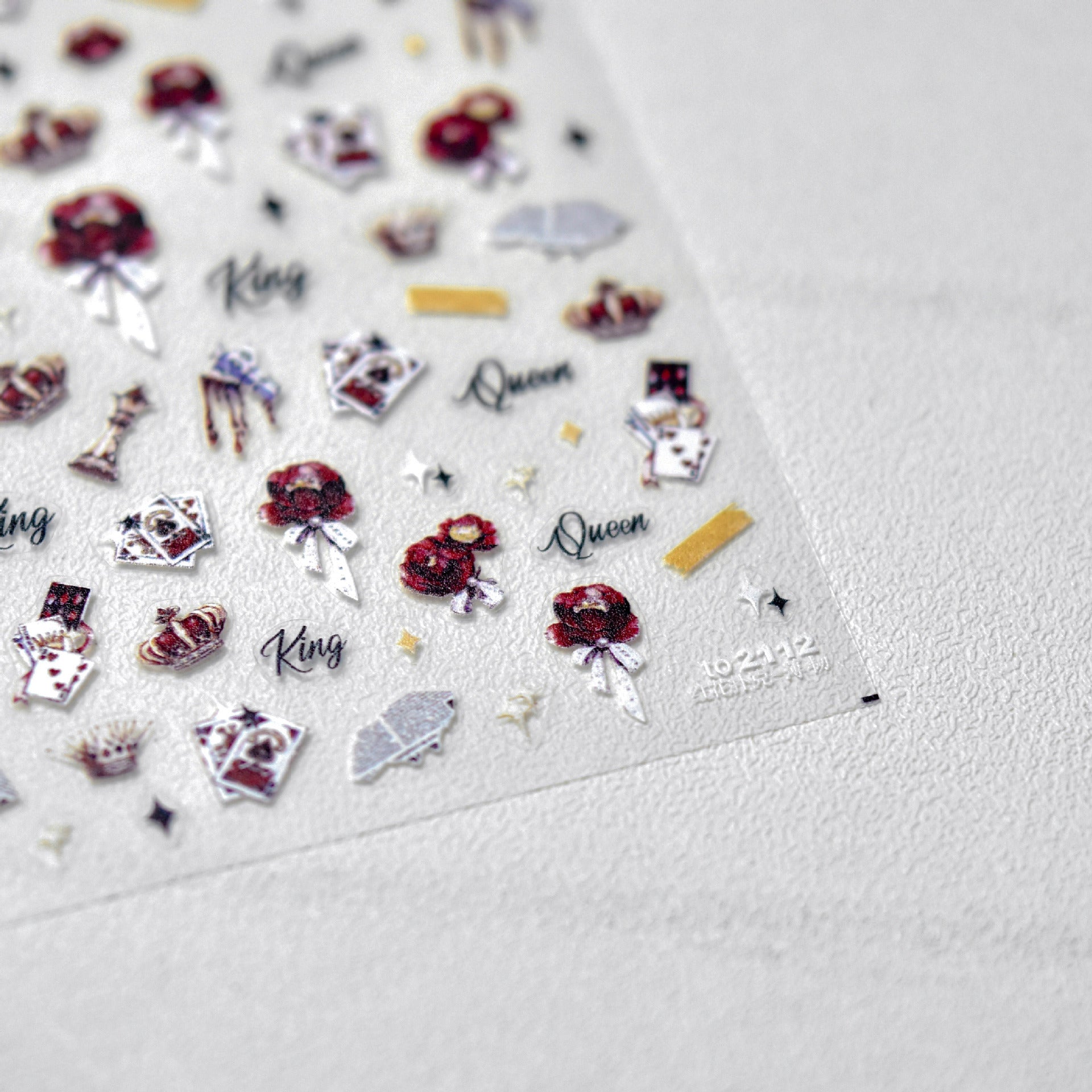 365nails: 레드 로즈 포커 로열티 엠보싱 세트 – 네일 스티커