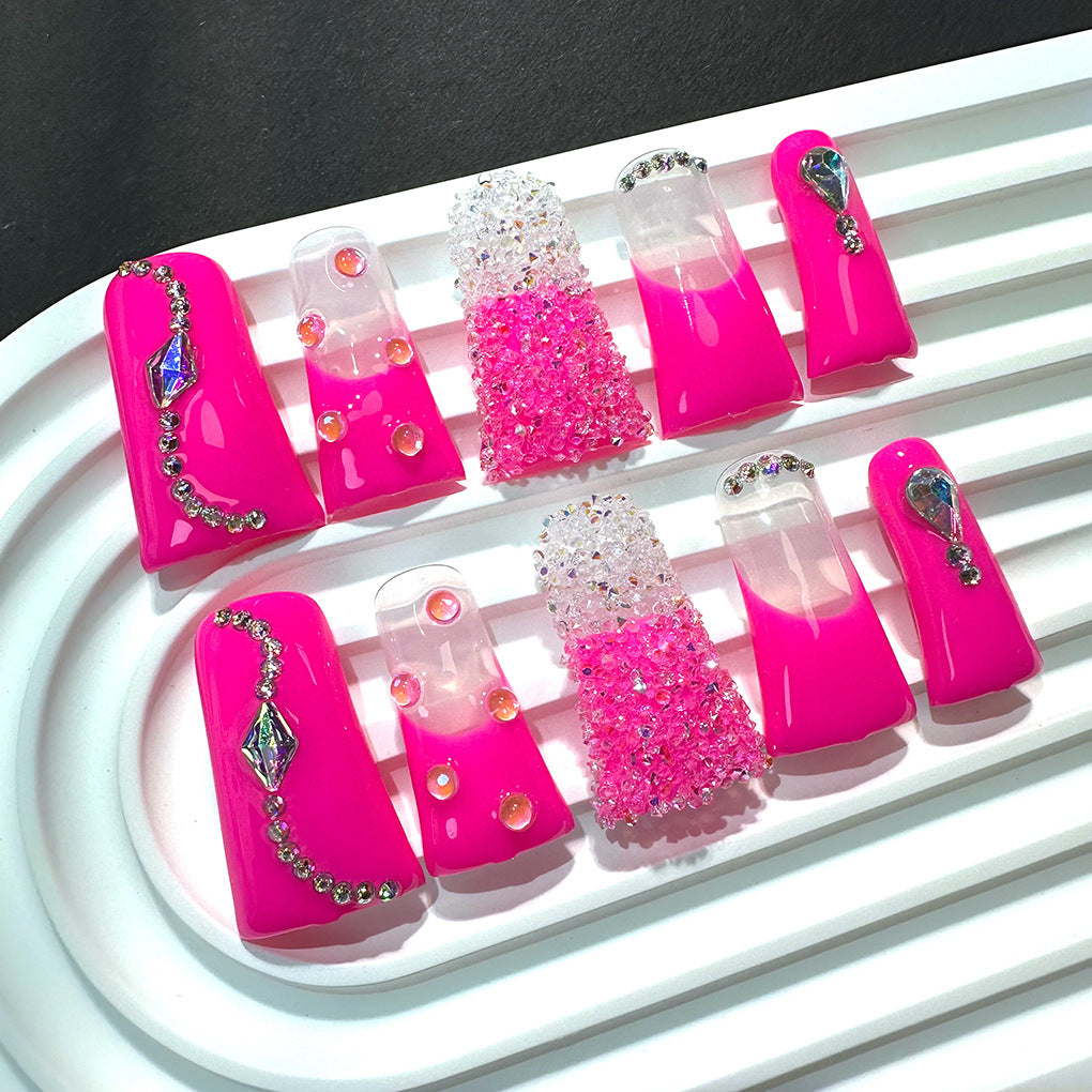 Neon Pink Duckbill Press On Nails