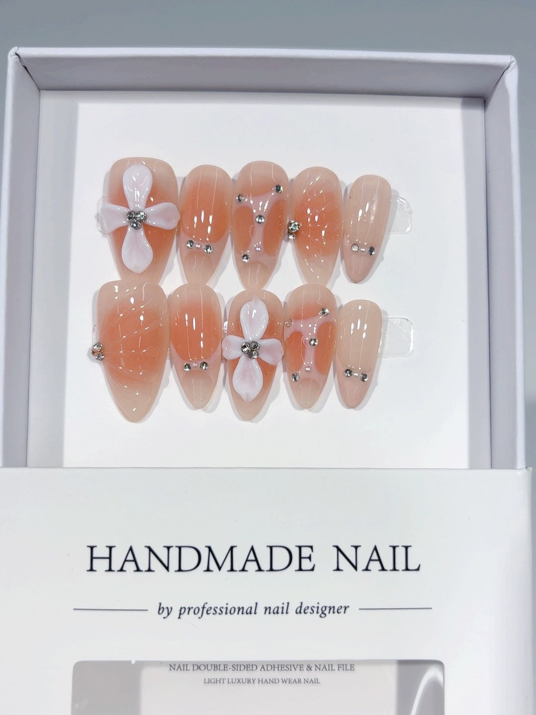 Y2K Punk Floral Series: "Peach Blossom Punk" – Almond Handmade Press-on Nails