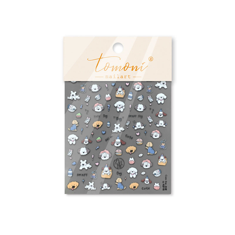 Cool Black Cat Shell Light Collection: "Edgy Black Cat & Shell Light" – 3D Embossed Nail Sticker