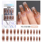 Press on nails fake nail patch extension nail Spice Girl medium rectangle removable 24 pieces with drill manicure