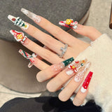 Festive Santa Candy Christmas Winter Nails