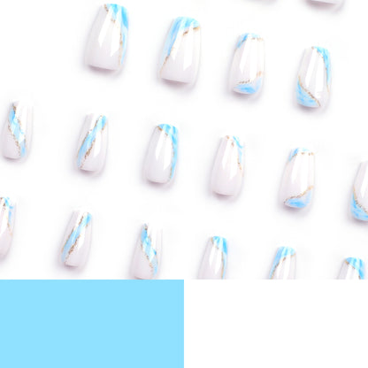 White fake nail nail piece short wearable nail sticker nail piece finished product wholesale｜365nails