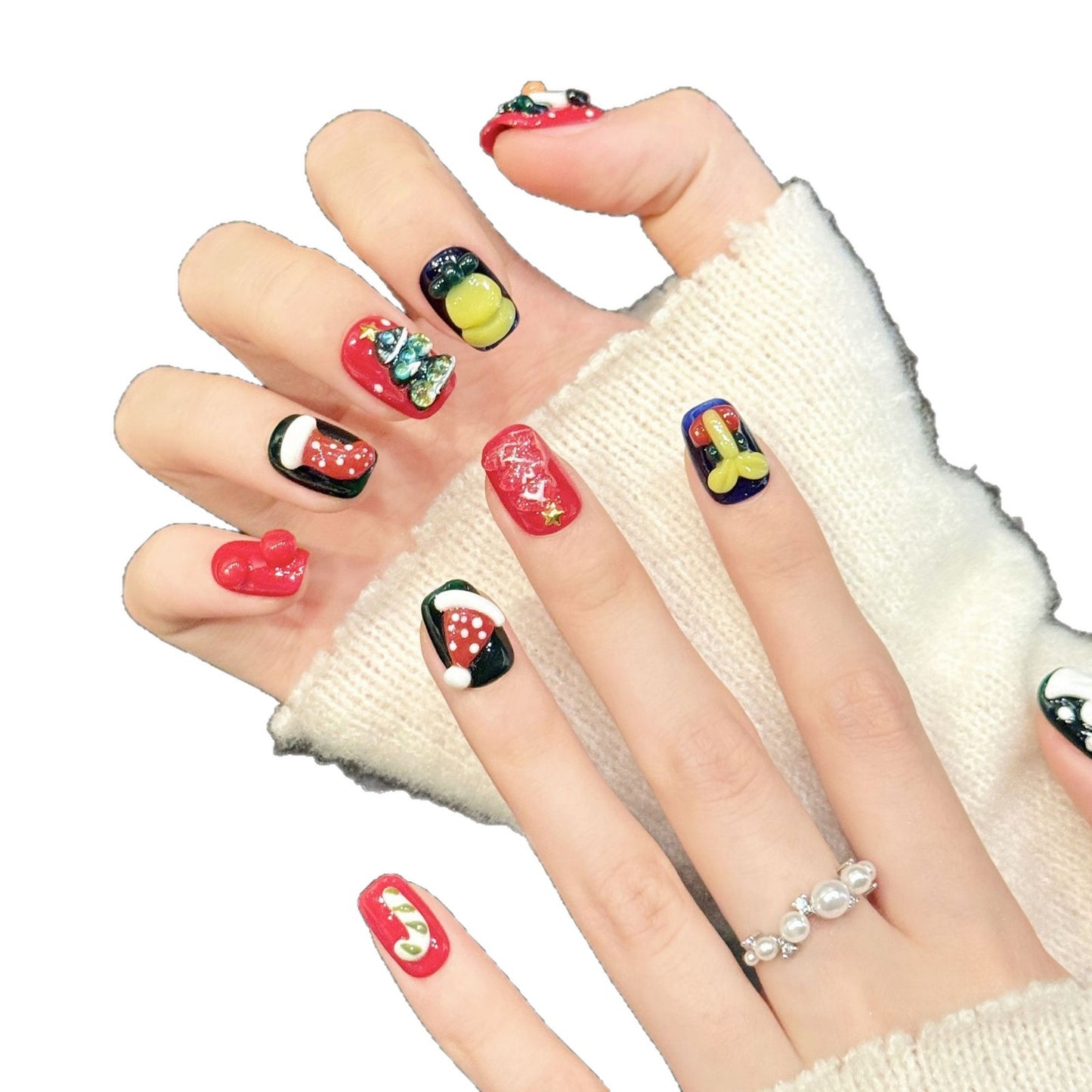 Festive Christmas Cartoon Press On Nails
