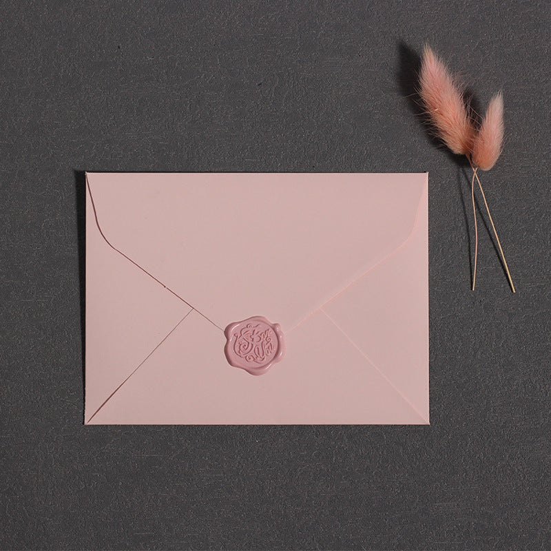 Romantic Blush Pink Envelope With Floral Wax Seal (MOQ=7)