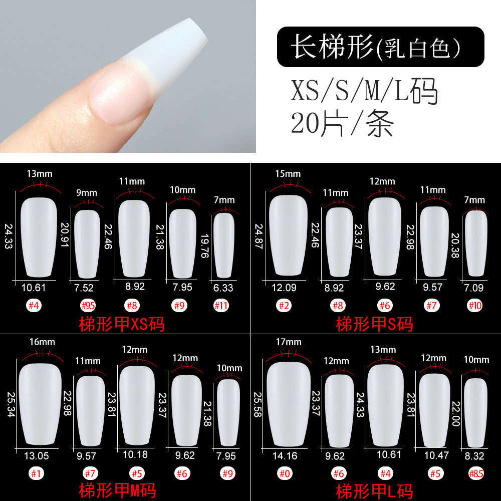 Nail Tips The new press on nails piece is divided into 20 pieces, the whole piece is seamless, and the short one is fully attached to the trapezoidal matte nail piece fake nail.