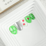 Kids press-on nails Green, safe and environmentally friendly glue-free patches 24 pieces average size