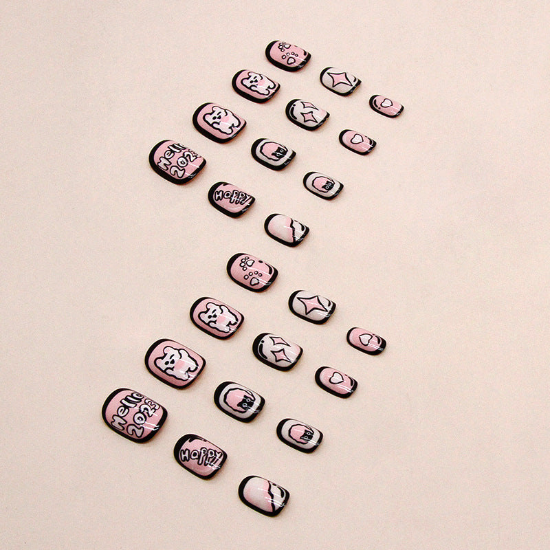 Pink cute rabbit Press-on toenailsprints love cute playful childlike  fake nails children's wear armor｜365nails