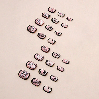 Pink cute rabbit Press-on toenailsprints love cute playful childlike  fake nails children's wear armor｜365nails