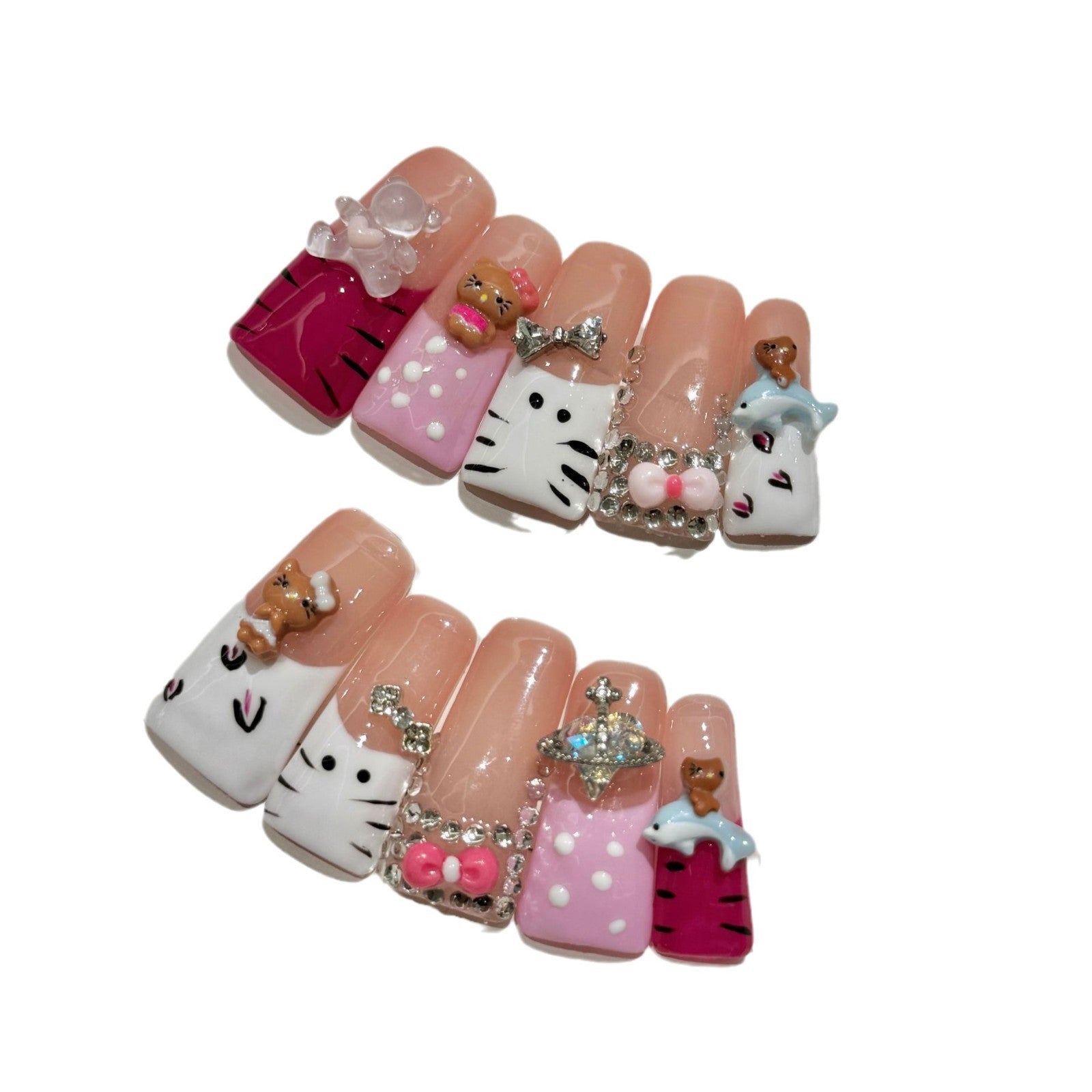 Uñas con diseño de pico de pato, pintadas a mano, de región limitada, hechas a mano | 365nails